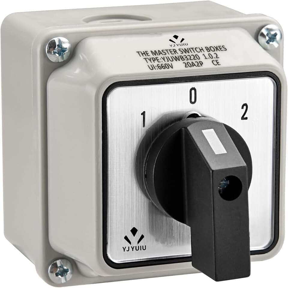 Universeller Drehschalter, 660V 20A, ON-OFF-ON, 3 Positionen, 2-phasig, 8 Anschlussklemmen, mit Hauptschaltergehäuse,YJUWB3220