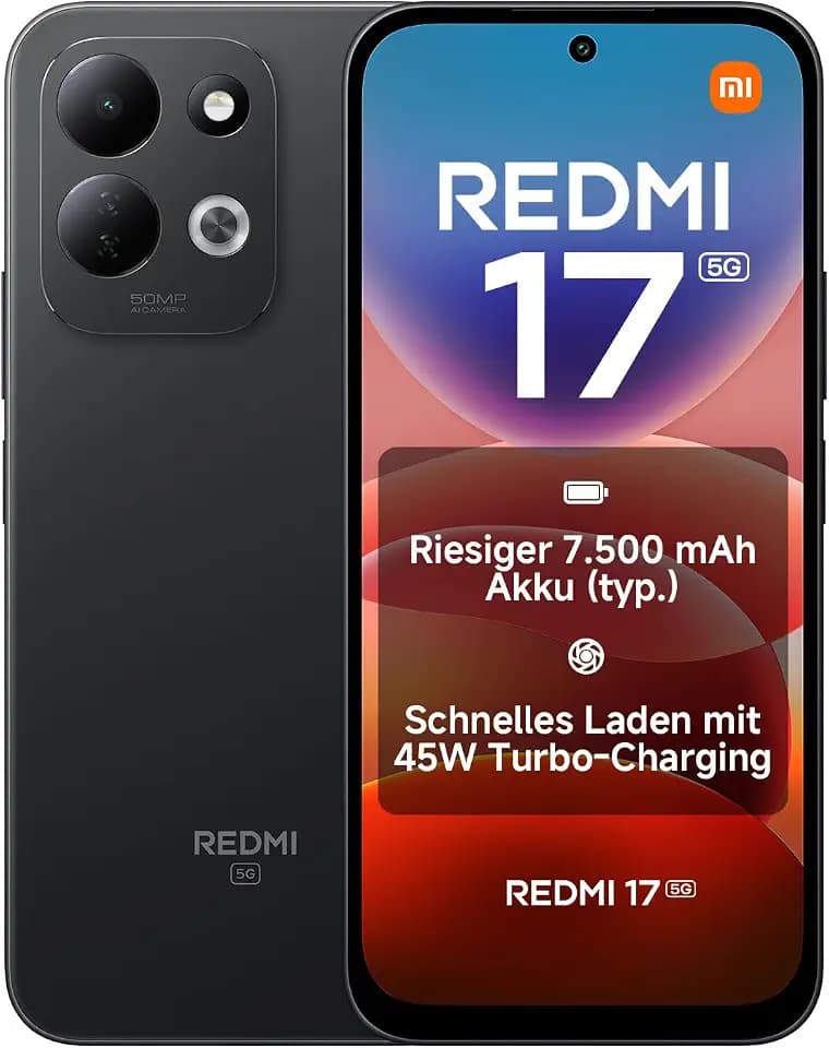 Xiaomi REDMI 17 5G, Smartphone 4+256 GB, Schwarz, 7500mAh Akku, 45W Laden