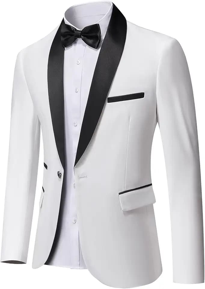 YND Men's One Button Casual Slim Fit Blazer, Shawl Lapel Lightweight Jacket Dinner Prom Party Tuxedo