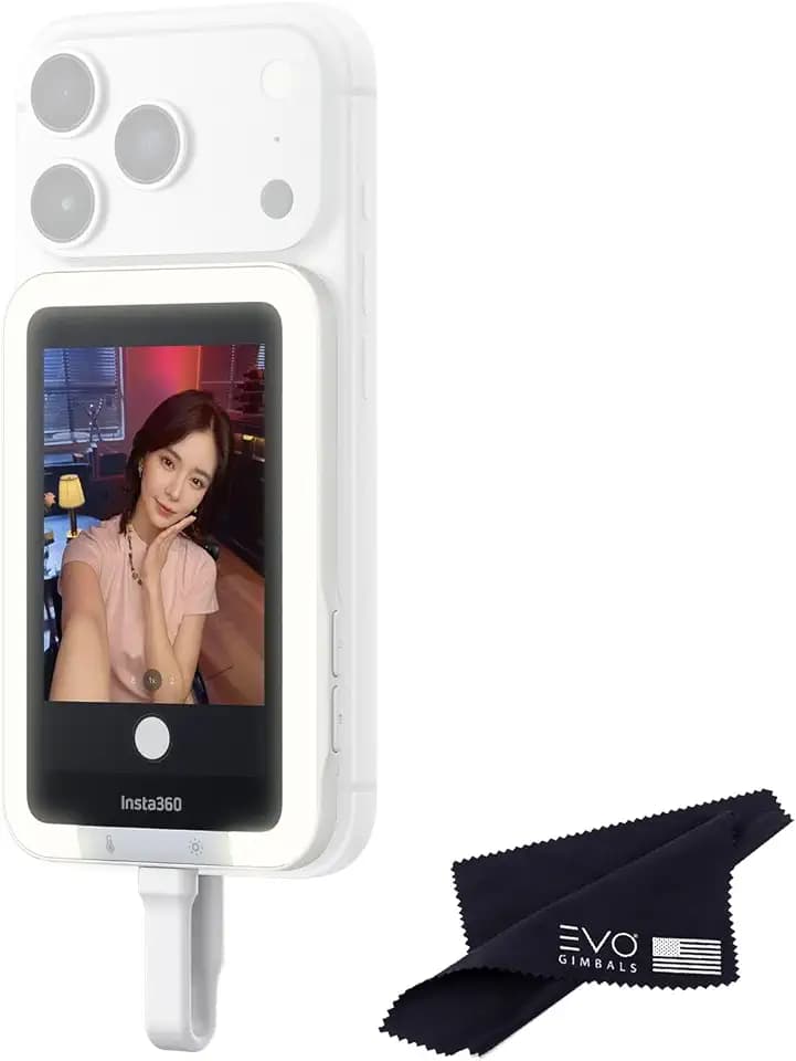 Insta360 Snap Selfie Screen with Light- 4K Magnetic 3.5-inch high-res Selfie Monitor Screen for Selfie, Vlogging, Compatible vith iPhone & Android, Touchscreen Control, Wired Instant Connection
