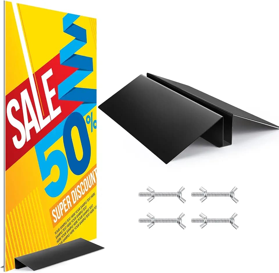 Blulu 1 Pcs 24 Inches Metal Floor Sign Stand Holder M Mount Holder Graphic Floor Standing Display Stand for Composite Foam Board, Acrylic Glass Sign, Base Only