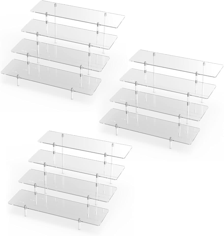 4 Tier Acrylic Display Riser Stand, Clear Perfume Organizer, Cupcake Stand