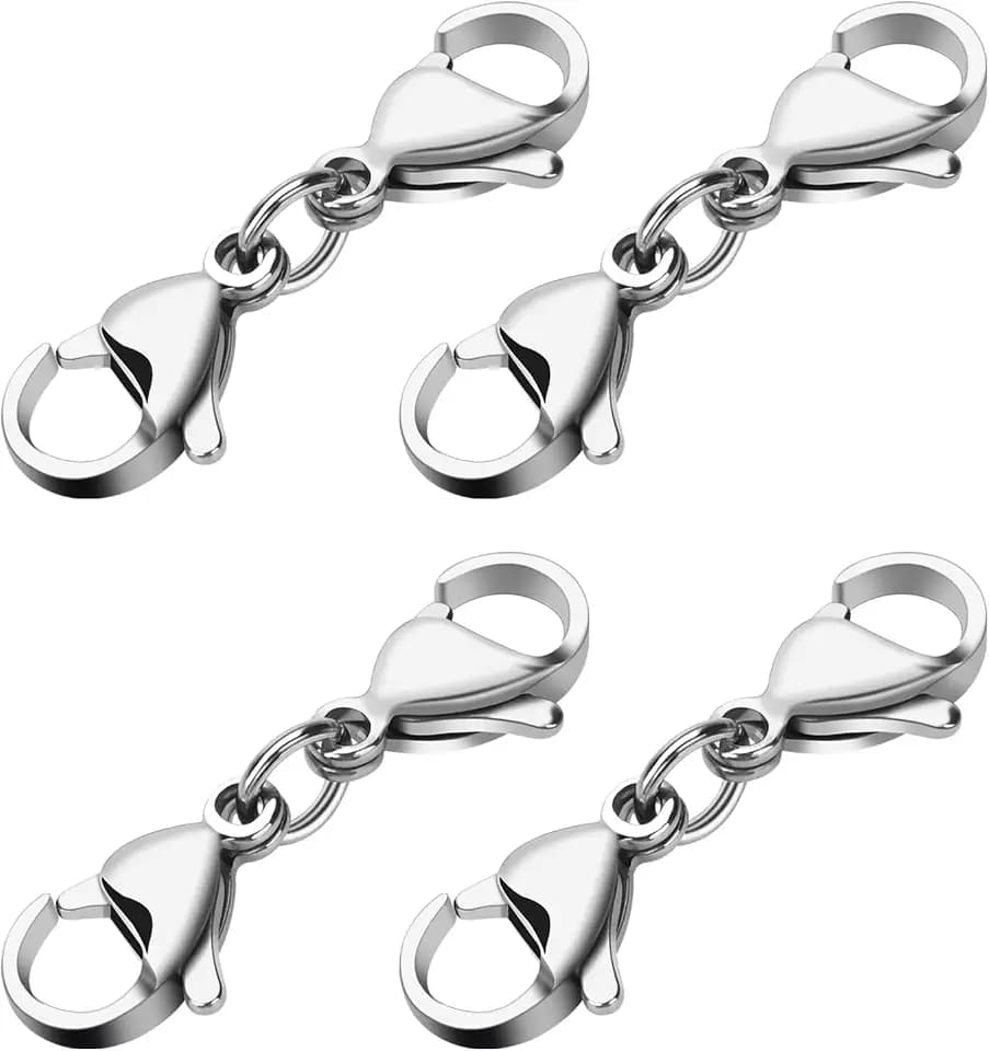 Grevosea kettenverschlus 4 Stück Doppelöffnung Karabinerverschluss Armbandverbinder Extender Halsketten Verkürzer Verschluss Verlängerung Lobster Buckle für DIY Schmuck Armbänder Halsketten-Silber