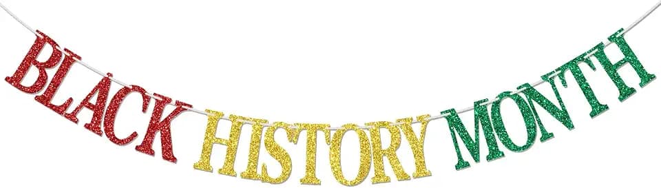 Black History Month Banner, African American History Month Decorations, The Past Inspiring The Future, American February National Holiday Party Decorations Red & Gold & Green Glitter