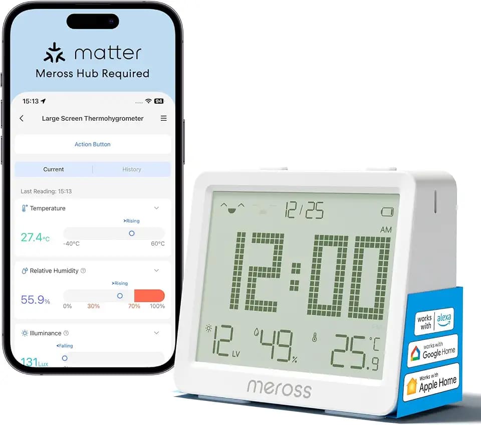 Meross Matter 10-in-1 Smart Thermometer Hygrometer (Hub erforderlich)