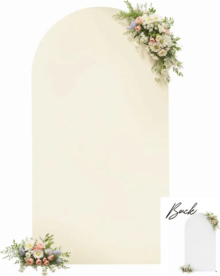 White and Beige Arch Backdrop Cover 6FT Wedding Beige Arch Covers Stretchy Backdrop