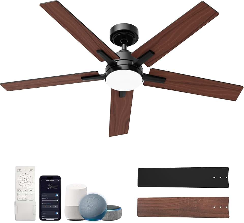 52" Smart Ceiling Fan with Lights, Alexa/Remote/APP/Google Control