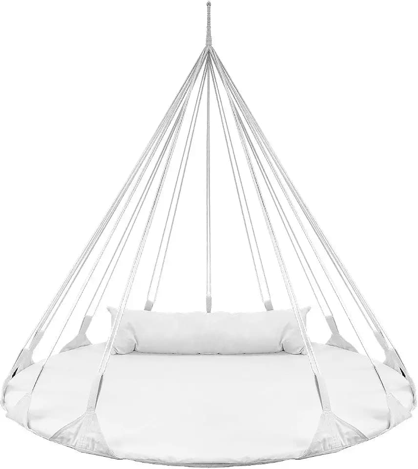 Sorbus Hanging Swing Nest, 56 Inch Cotton Hammock Chair with Pillow (White)