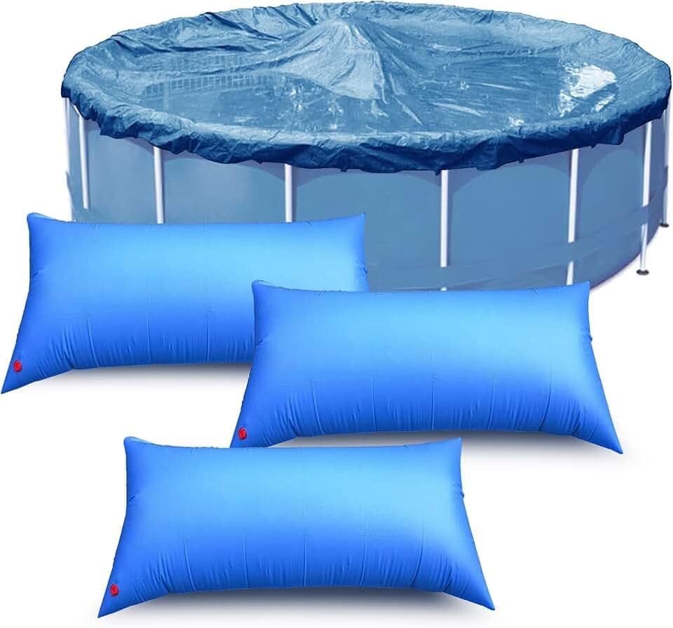 Poolkissen Winter Rechteckig 8×4ft, Pool Kissen Überwinterung, Luftkissen Pool Winter, Pool Zubehör Aufblasbar für Poolabdeckung & Abdeckplanen Poolpolster Winterkissen mit Sicherheitsventil (3 Stück)