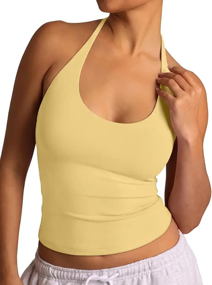REORIA Women's Halter Backless Scoop Neck 2026 Summer Basic Tank Tops