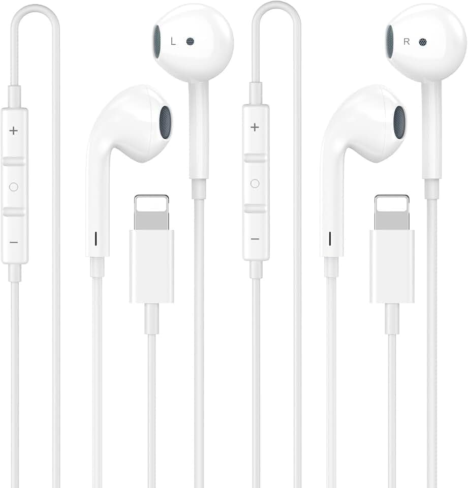 2 Pack Apple MFi Certified iPhone Headphones Wired with Lightning Connector