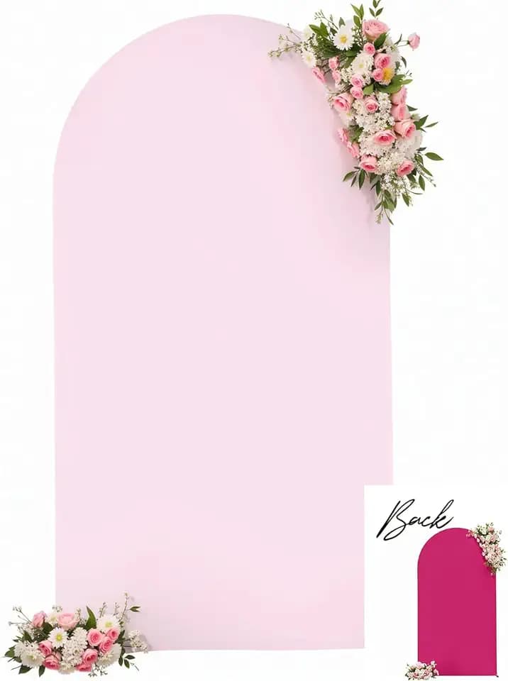 Wedding Arch Backdrop Cover, 5FT Pink Arch Cover Stretchy Backdrops, Double-Sided Arch Stand Covers for Wedding Ceremony, Baby Shower, Birthday Party Decoration