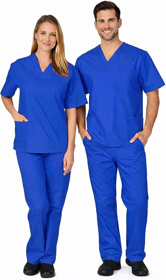 Sky Herren und Damen Krankenhaus-Ärzte OP-Hose Top Set Medizinische Arzt Uniform Leichter Stoff Medizinische Arbeitskleidung Himmelblau