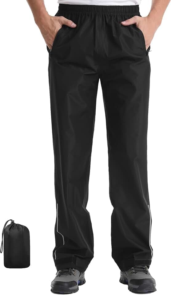 Coutyuyi Regenhose für Herren Wasserdicht Winddicht Leicht mit Reflektoren