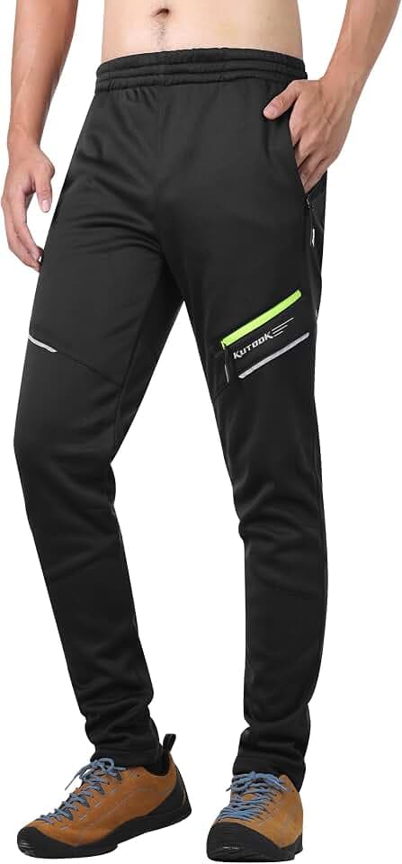 KUTOOK Winter Fahrradhose Herren Lang Thermo Wasserabweisend Winddicht mit Fleece Innenfutter Radhose Atmungsaktiv Reflektierend MTB Rennrad Hose Warm für Radfahrren Outdoor Fahrrad
