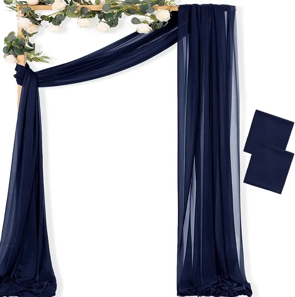 Sheer Gauze Wedding Arch Draping Fabric 29" x 20 FT 2 Panels Navy Blue