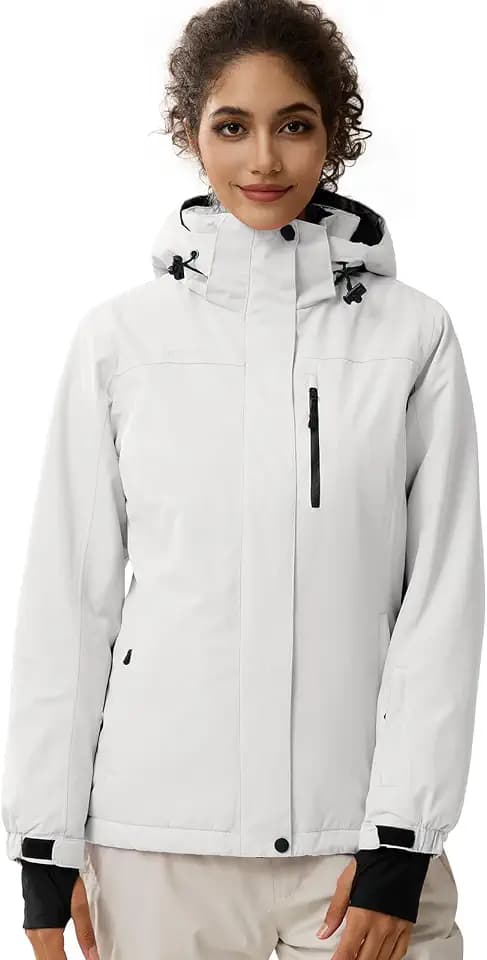 FREE SOLDIER Damen Winterjacke Wasserdicht Atmungsaktiv Warme Fleece Gefütterte Ski Jacke Outdoor Winterregenjacke mit Kapuze und Vollständig Versiegelte Nähte