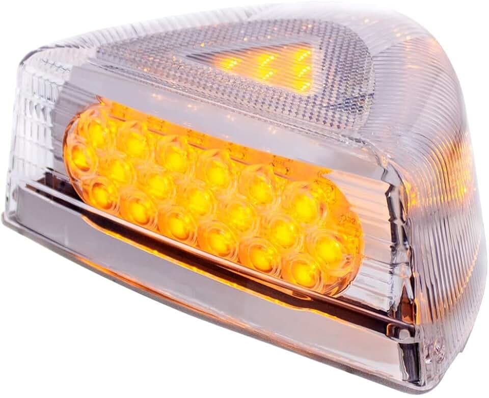 United Pacific 39437 Turn Signal Light, 37 LED, with Chrome Base, Amber LED/Clear Lens, for Peterbilt