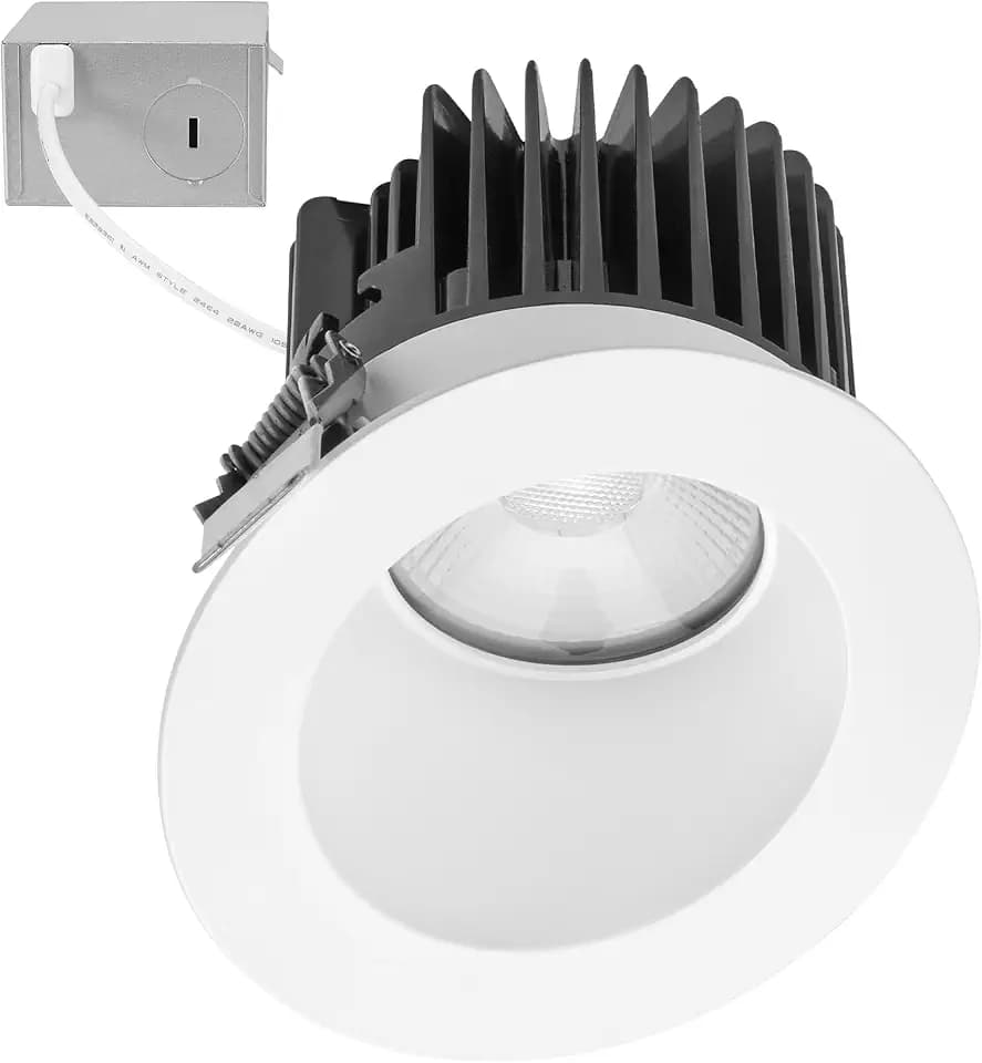 Maxxima 4" Canless Sloped Anti-Glare LED Downlight, 1000 Lumens, 5 CCT
