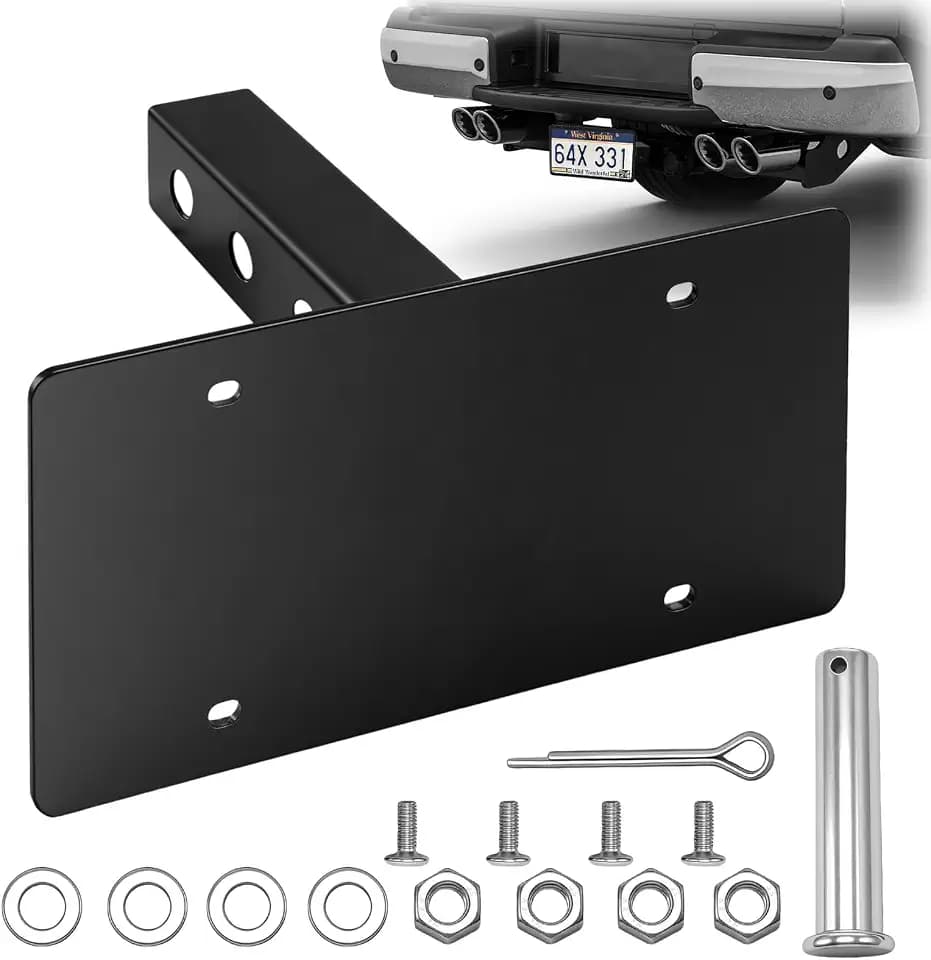 Trailer Hitch License Plate Holder Bracket for 2” Hitch Receivers