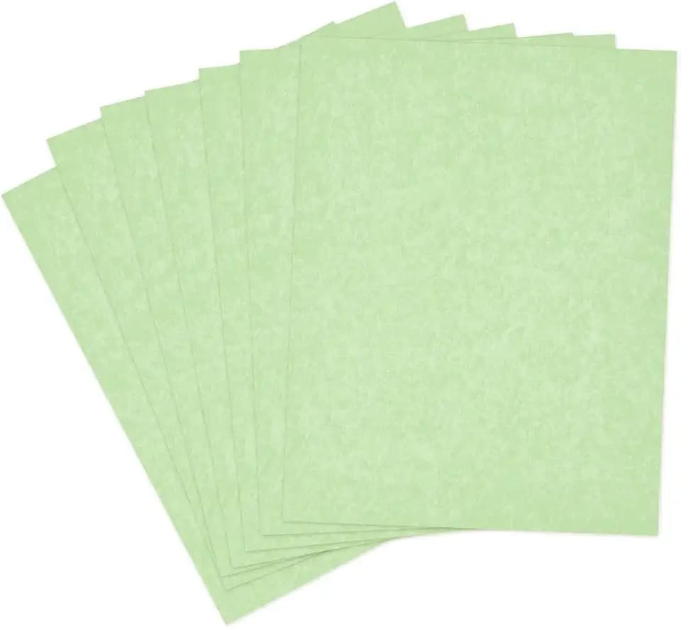 50 Sheets Green Parchment Cardstock 8.5x11,65lb Light Green Card Stock