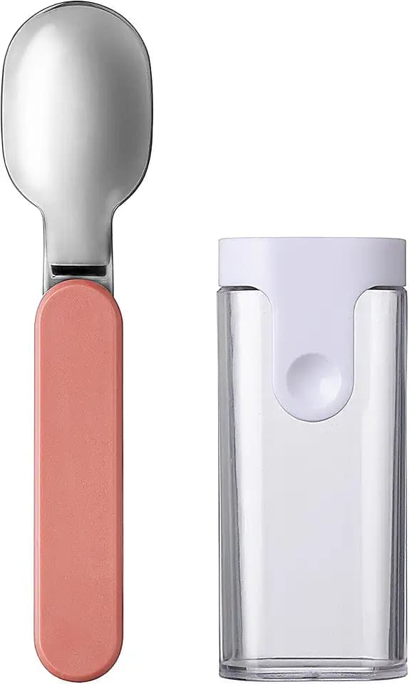 Mepal - Klapplöffel Ellipse - Wiederverwendbarer Löffel zum Mitnehmen - Klapplöffel für Joghurtbecher - Reisebesteck - Inklusive Aufbewahrungsetui - Edelstahl - Vivid mauve