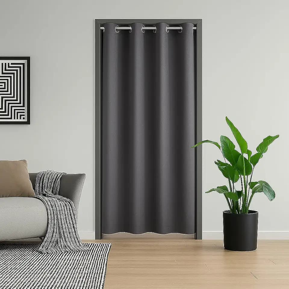 PI Blackout Door Curtain 80 inch Thermal Insulated Room Darkening Privacy Doorway Curtain Window Treatment, Room Divider Closet Curtain for Front/Sliding Door/Closet/Patio (Dark Grey, W34XL80)