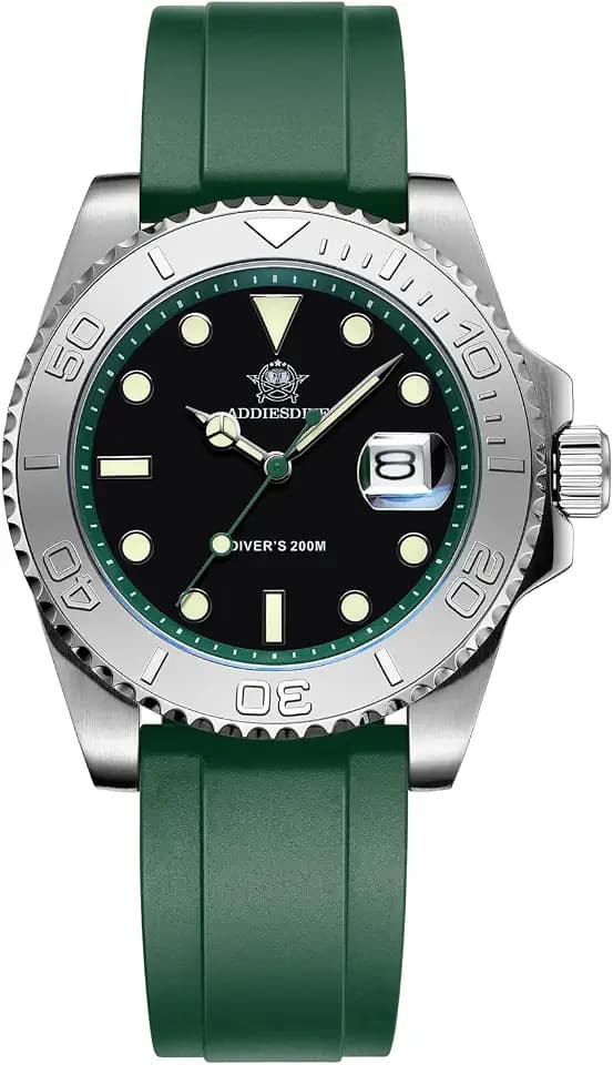 ADDIESDIVE Analoge Quarzuhr für Herren Taucheruhr BGW9 Leuchtend 200 m wasserdicht Mit Gummiband