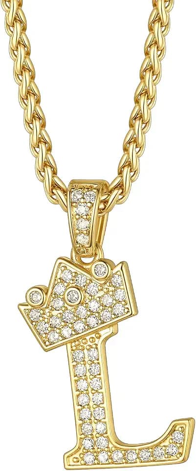 Richsteel Initial A-Z Letter Pendant Necklace for Men Women