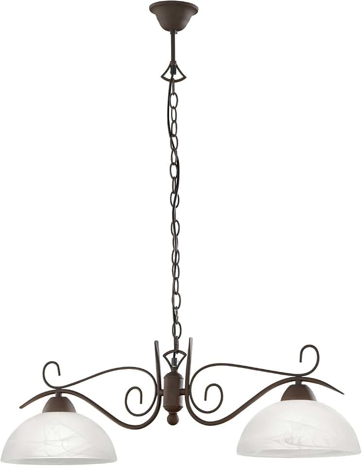 Reality Leuchten R3432-24 Pendelleuchte, Glas, Metall, E27, Rostfarben, 83x150 cm
