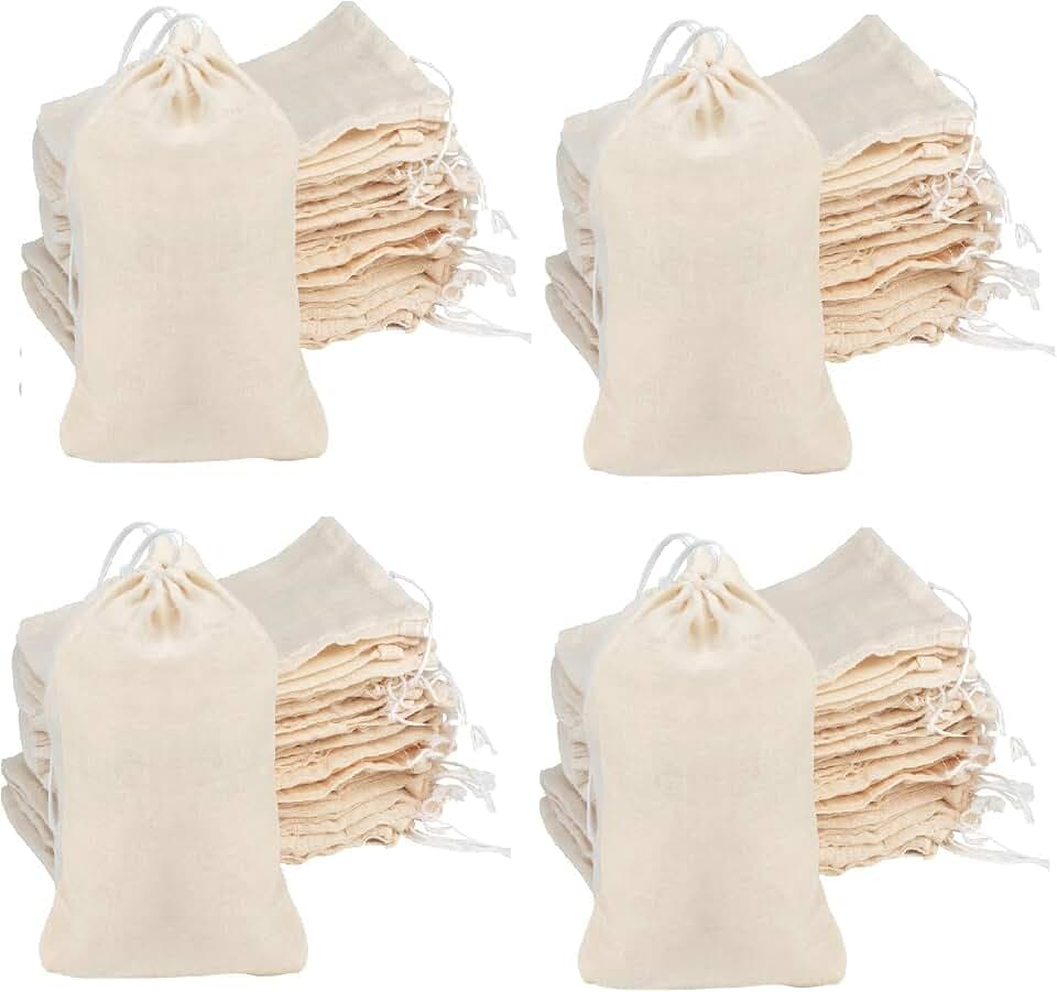 Tayfremn 200Pcs Cotton Drawstring Bags, Reusable Muslin Bag Natural Cotton Bags with Drawstring Produce Bags Bulk Gift Bag Jewelry Pouch for Party Wedding Home Storage, Natural Color (4 x 6 Inches)