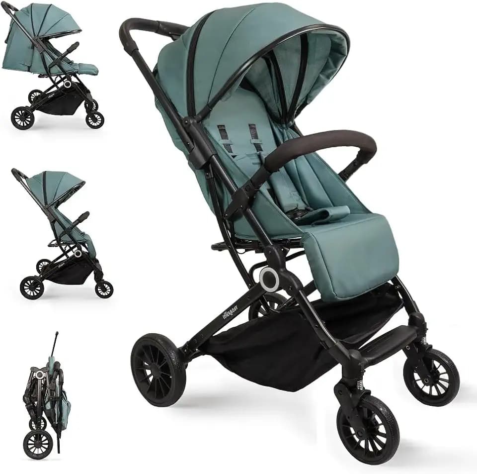 Interbaby Kinderwagen | Kinderwagen von Geburt bis 48 Monate oder 22 kg | Schnellklappknopf, Stoßdämpfer, XXL-Verdeck, neigbar, Kinderwagen Voyage