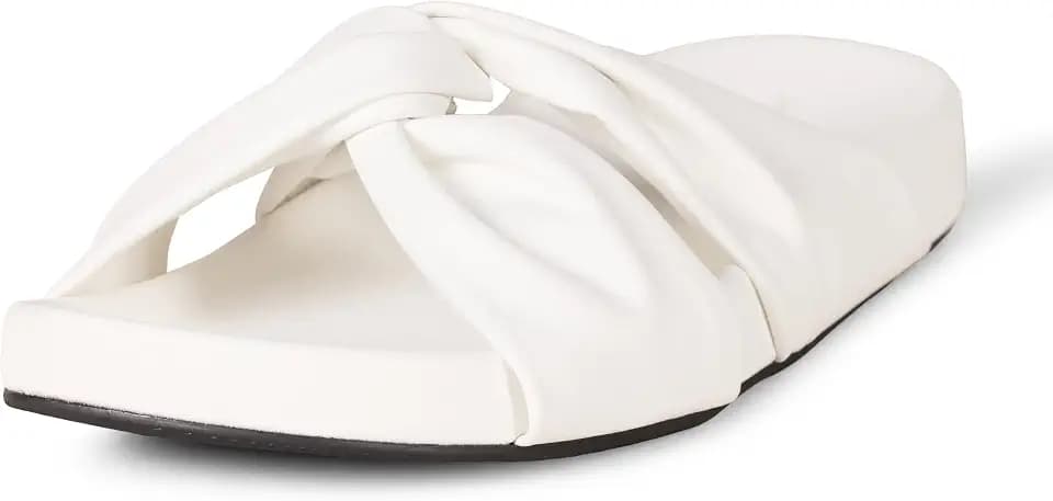 Amazon Essentials Women's Twist Slide Sandal with Cradling Cupped Sole, Faux Leather