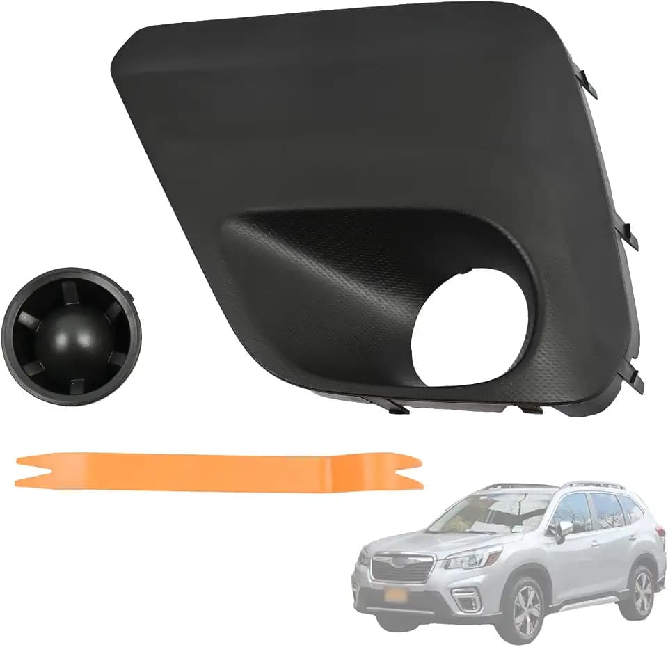 Front Left Driver Side Fog Light Frame Cover w/Cap Replace 57731SJ050 Fit for Subaru Forester Base/Premium/Sport 2019-2021 2.5L H4 Fog Lamp Bezel｜Trim Ring｜Black(w/o Fog lamp)