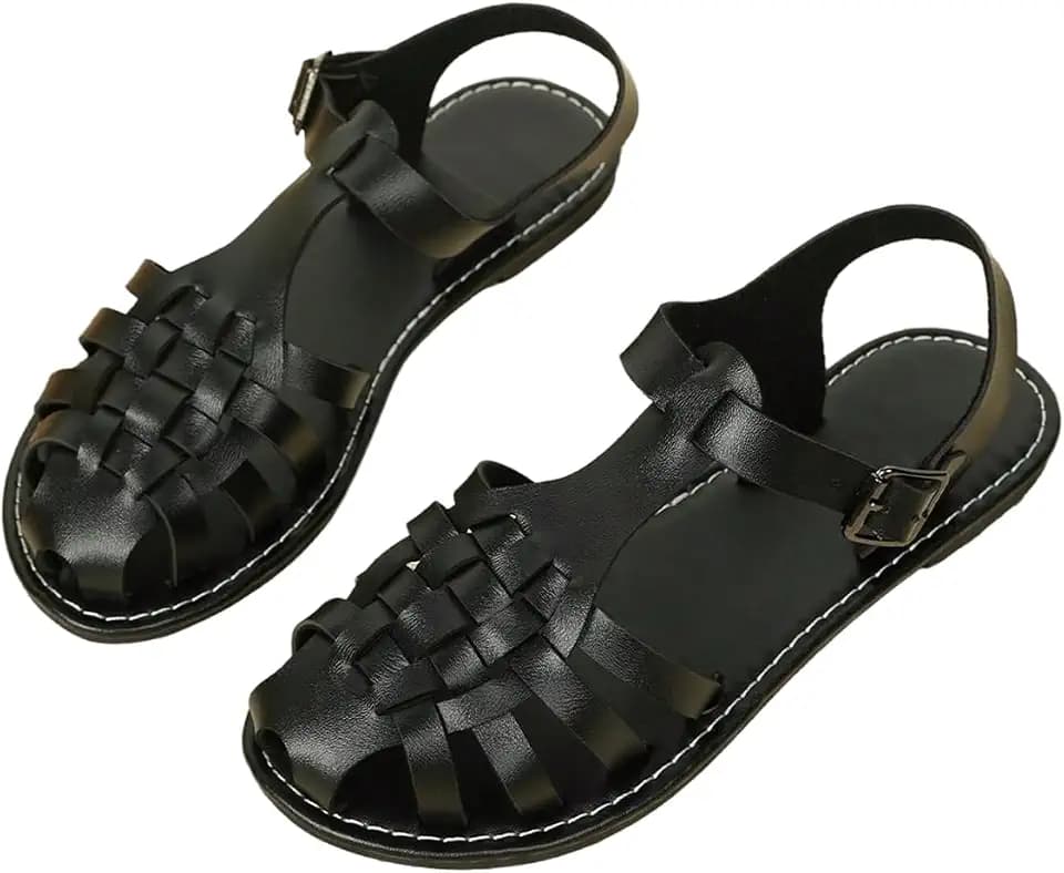 GORGLITTER Women's Closed Toe Flats Sandals Dressy Huaraches Sandals