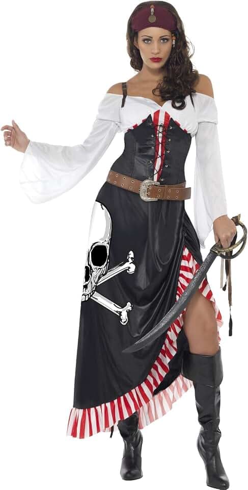 Smiffys Sultry Swashbuckler, Black with Top, Skirt and Belt, Pirate Fancy Dress, Pirate Dress Up Costumes