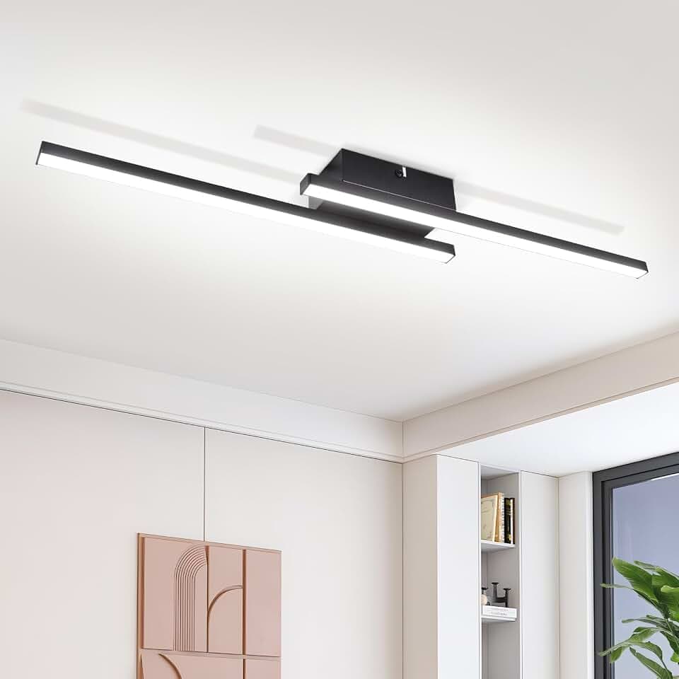 Glitzerlife LED Deckenlampe Schwarz Flurlampe Deckenleuchte Küche 6500K