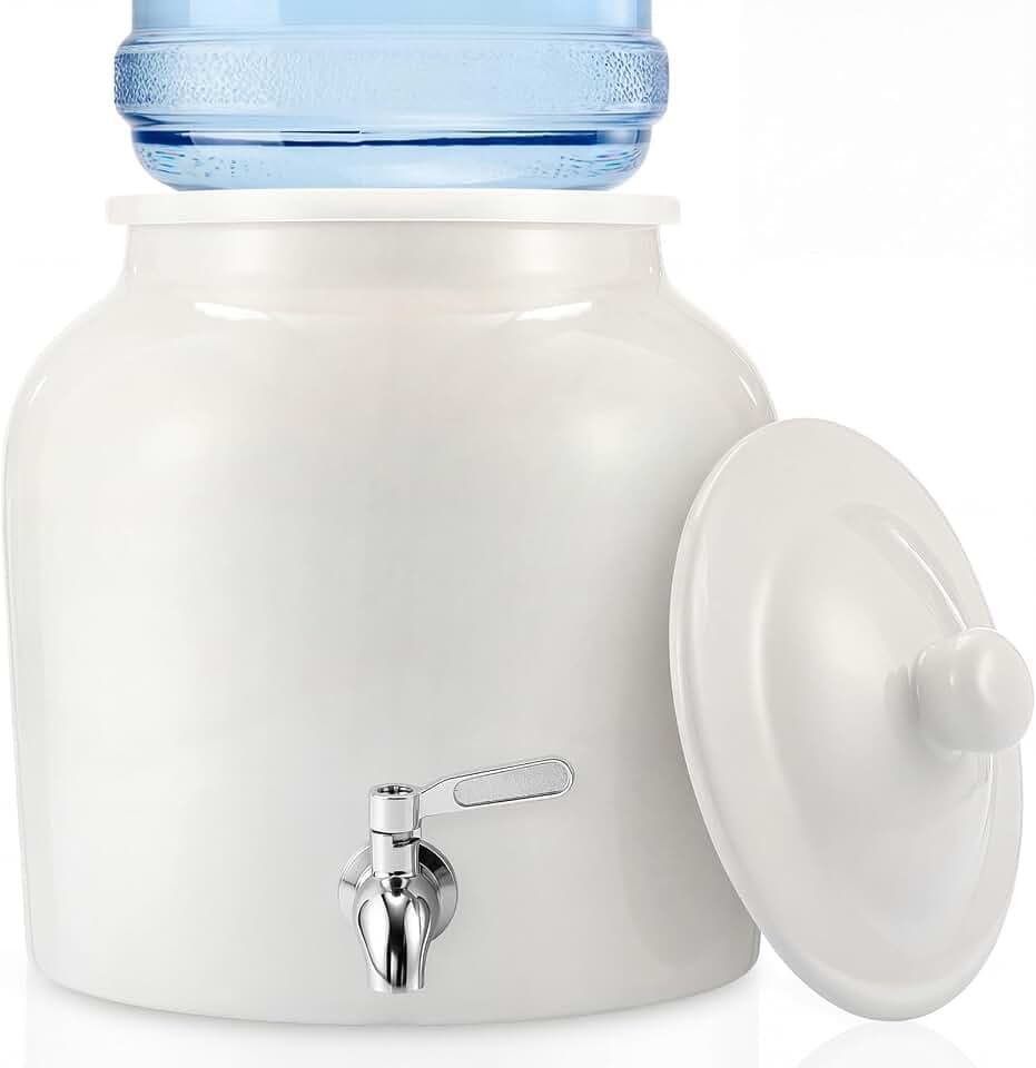 Filltouch Ceramic Crock Water Dispenser, Regular Style, White, 1 Set