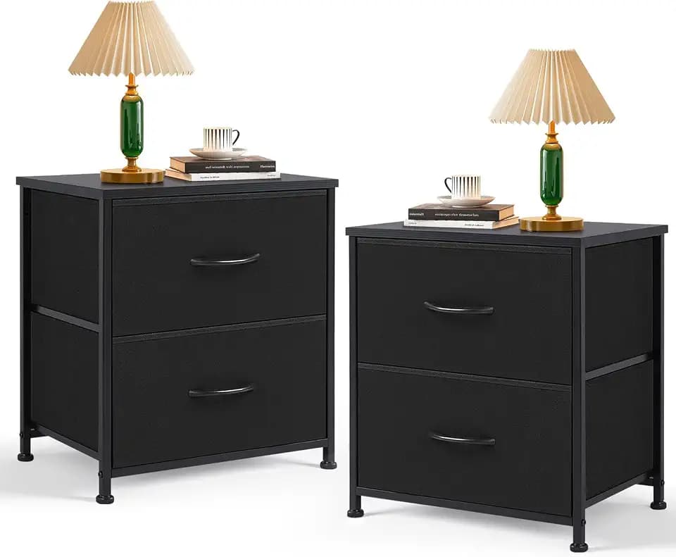 Nightstand Set of 2 Upgraded Small 2 Drawer Dresser End Table