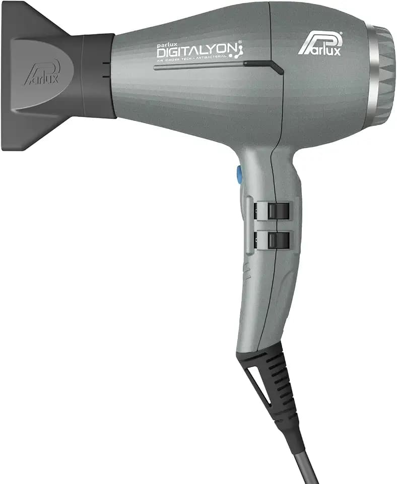 Parlux Digitalyon Professioneller digitaler Haartrockner mit negativen Ionen. Sehr leicht und leistungsstark. Hergestellt in Italien (Glittergrau)