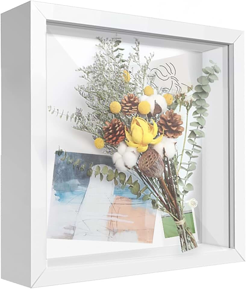 Shadow Box Frame 8x8 with Letter Stickers (White, 8x8)