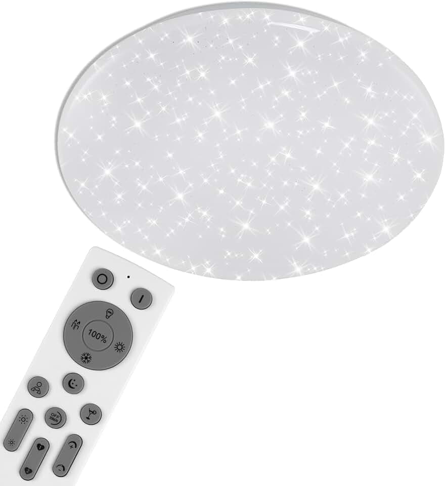 BRILONER - LED Deckenlampe Smart Home, App- und Sprachsteuerung, Fernbedienung, LED Lampe, Deckenleuchte, Wohnzimmerlampe, Schlafzimmerlampe, Deckenbeleuchtung, 38,5x9,5 cm, Weiß