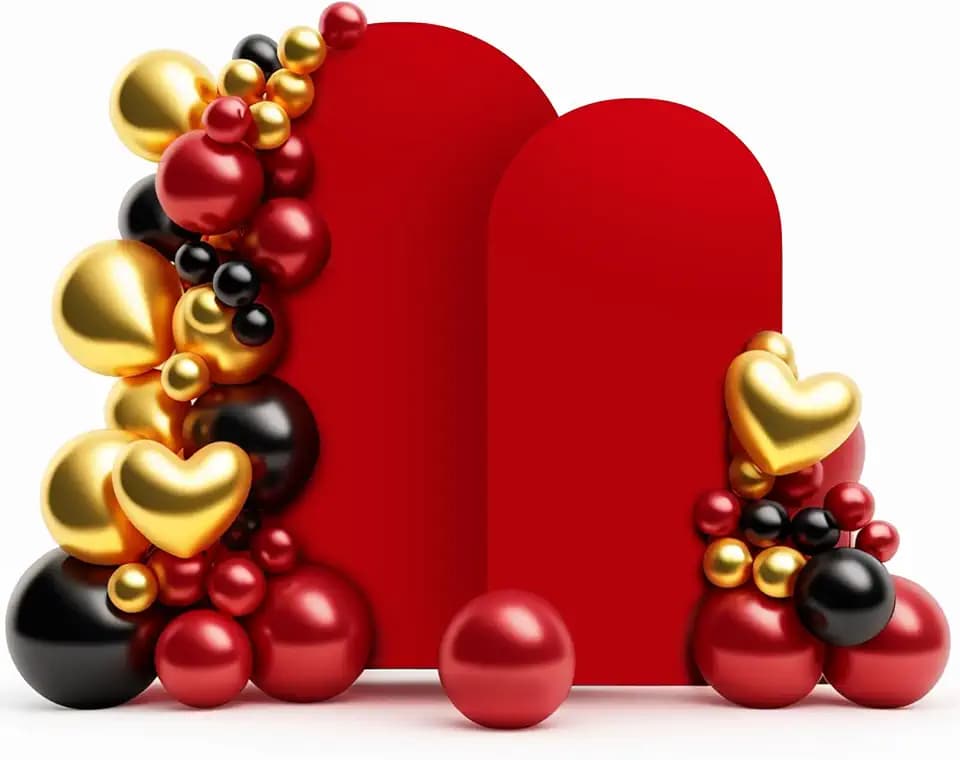 LEBENGURU Set of 2 Spandex Arch Backdrop Stand Covers Red, 6.6/7.2FT
