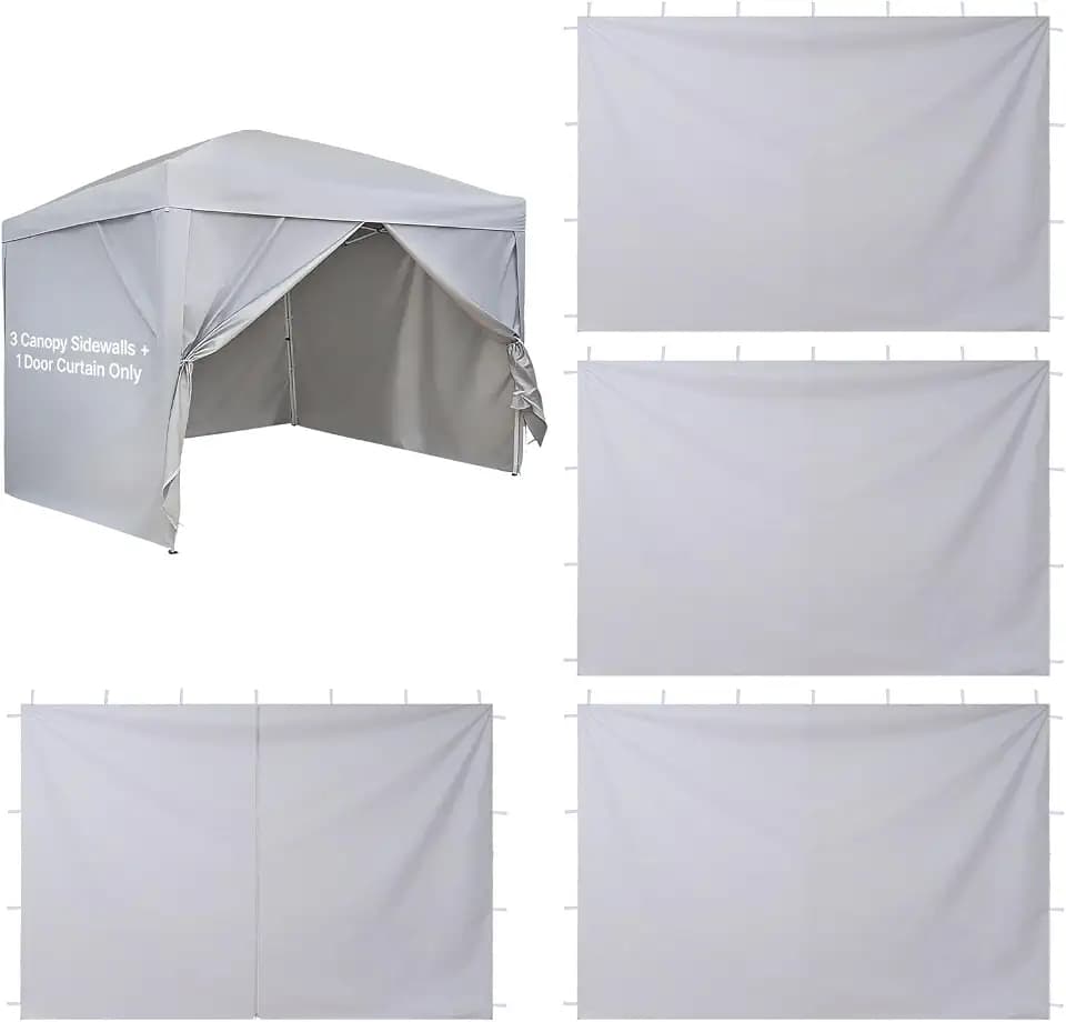 VEVOR Canopy Sidewalls, Fit for 10 x 10 ft Pop Up Canopy Tent, Tent Side Walls w/Waterproof Sunlight Protection Layer for Outdoor Event Tents, Vendor Booth, Camping (3 Sidewalls + 1 Door Curain Only)