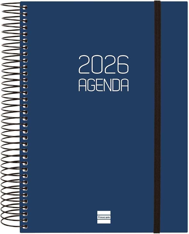 Finocam Flacher Cocktailkalender 2026, Woche, horizontaler Ansicht, Januar 2026 - Dezember 2026, 12 Monate, Bordeaux, Spanisch