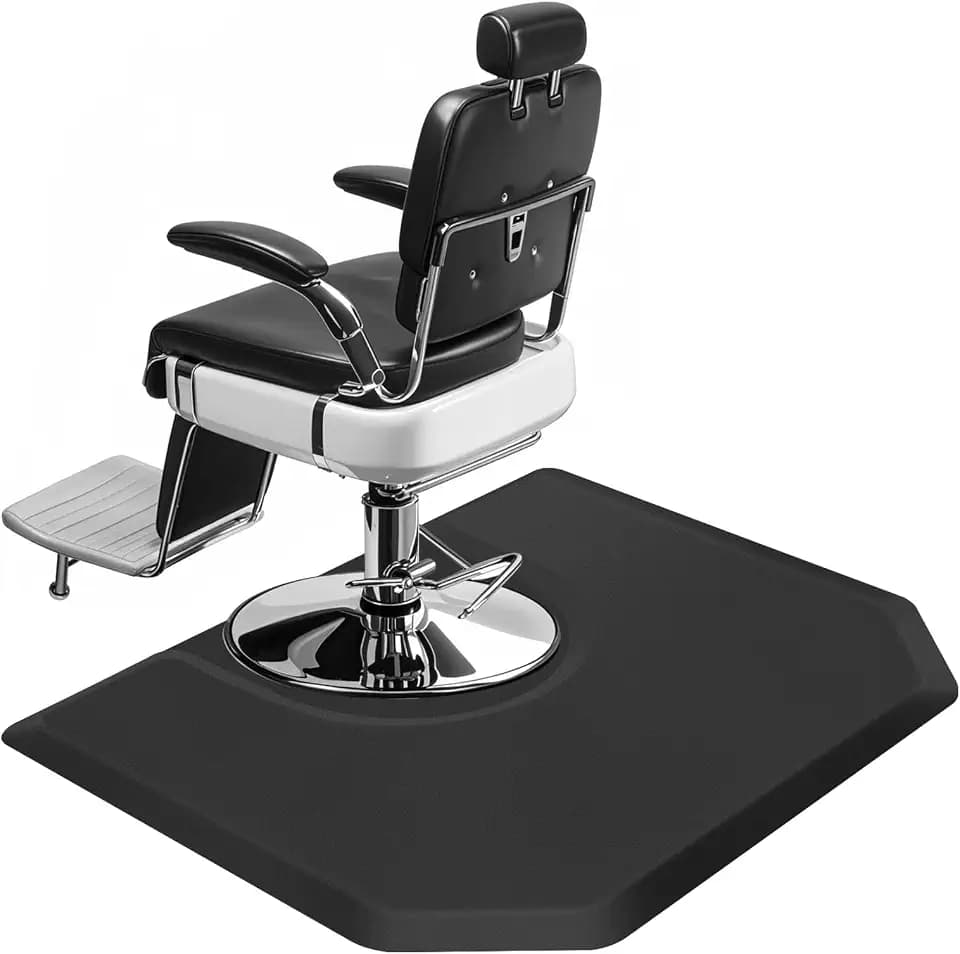 4’x5’ Salon Floor Mat for Anti Fatigue Barber Shop Chair Mat for Circle Chair Base Hair Stylist Beauty Floor Mats Thick Polygon Office Comfort Floor Mat for Salon & Barber Supplies