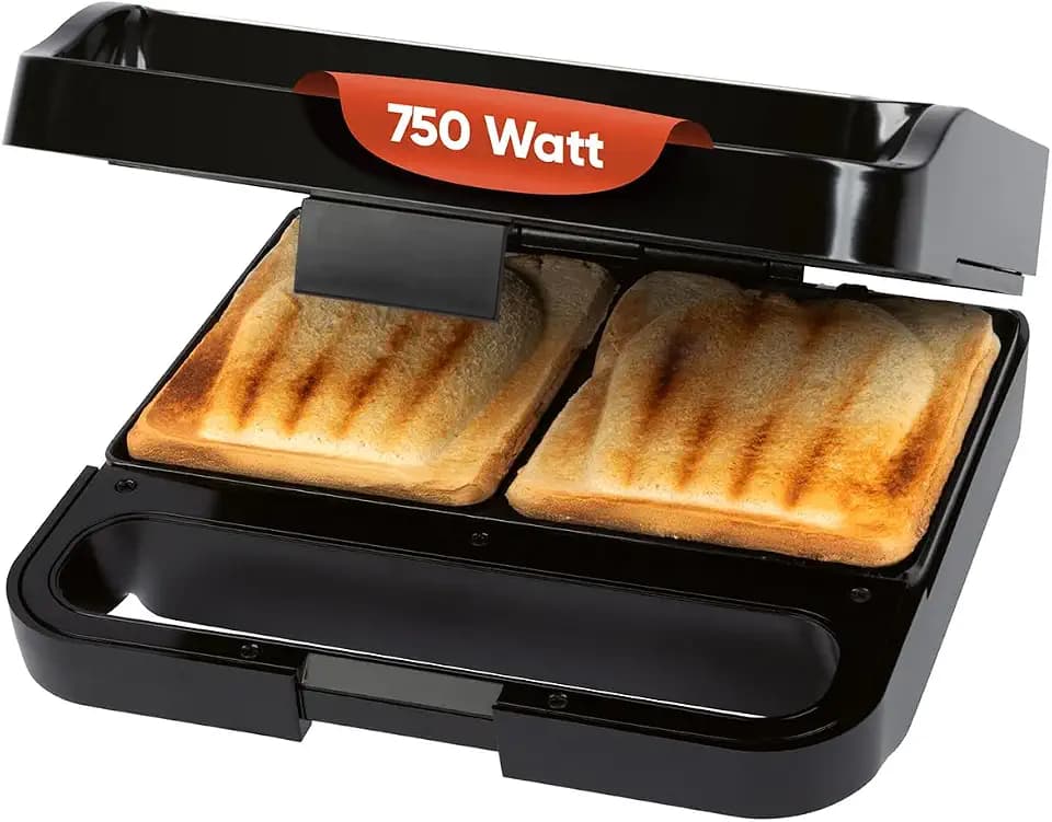 ProfiCook® Sandwichmaker | muschelförmige Sandwiches mit extra viel Füllung | antihaftbeschichtet | XXL-Toastscheiben | 750 Watt Toaster Sandwichtoaster | Backampel | Sandwich Maker | PC ST 1297