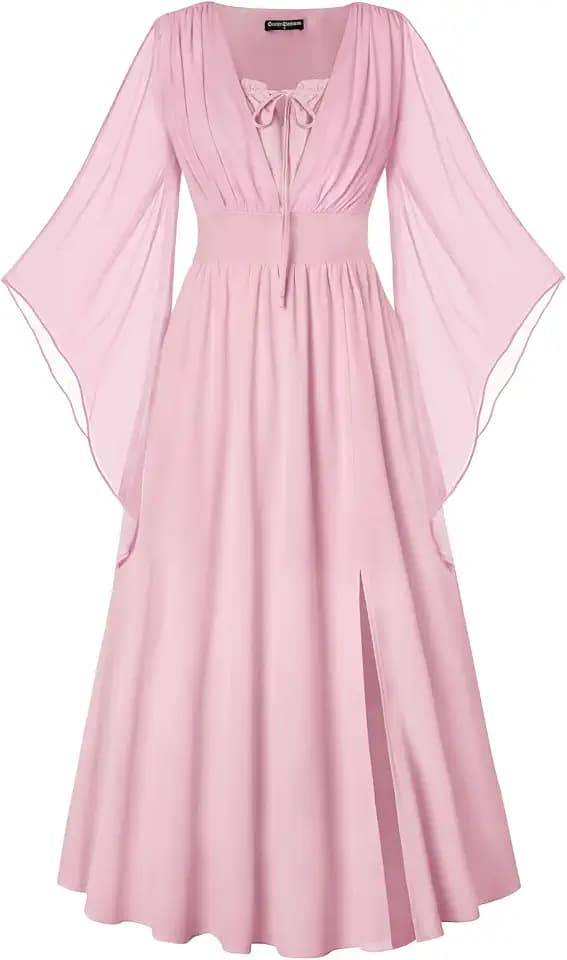 SCARLET DARKNESS Damen Renaissance Korsett Kleid Mittelalter Maxi Kleider