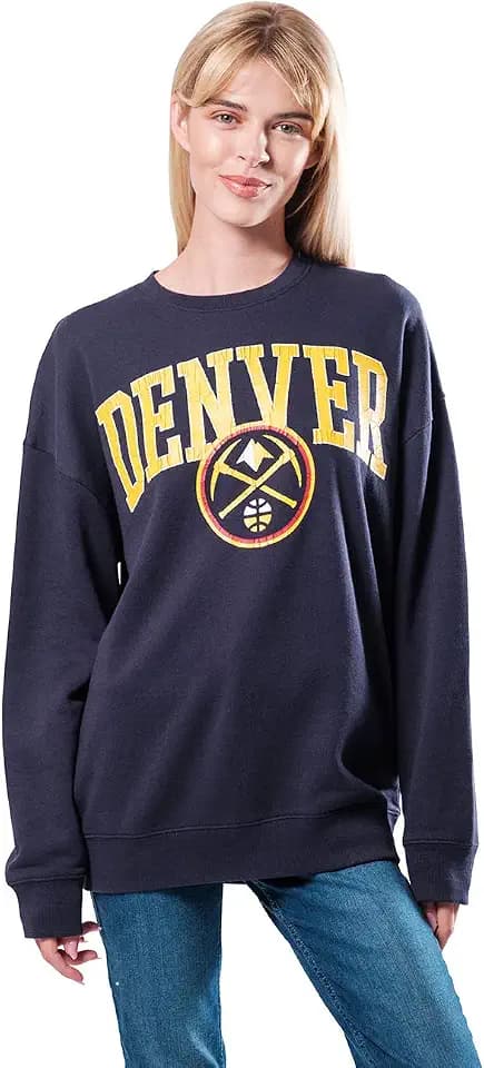 Ultra Game NBA womens Nba Official Extra Soft Fleece Distressed Oversized Pullover Sweatshirt