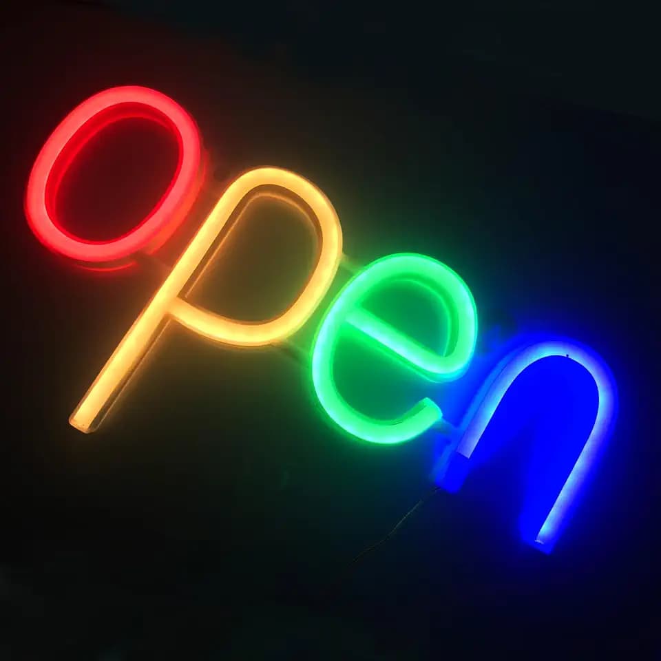 Open LED Neon Signs Light Business Hours Sign,Powered by USB or AAA Batteries Shop Window Store Signs for Cafe Bars Hotel Bookstore Restaurant Bakery Wall Decor